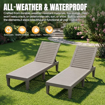 WTFGO Outdoor Chaise Lounge Chair Set of 4, Grey