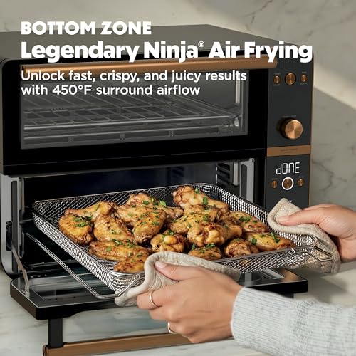 Ninja Double Oven Pro Smart XL Countertop Oven & Air Fryer | 30.2 Qt Capacity |12-in-1 Versatility with Smart Finish & DualZone Tech to Cook 2 Meals at Once | Fit up to 4.5lb Chicken | Onyx | DCT801BK