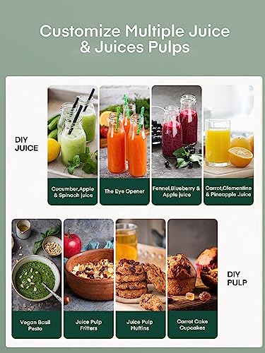 Juicer Machines, Juilist 3" Wide Mouth Juicer Extractor, for Vegetable and Fruit with 3-Speed Setting, 400W Motor, Easy to Clean, Green