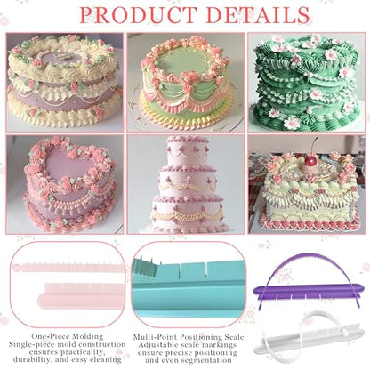 4PCS Cake Arch Guide Tool,Adjustable Fondant Cake Arc Ruler,Practical Baking Writing Swag Guide Gadgets Accessories,Decorative Marking Divider Aid,Pastry Decorating Supplies for Home Kitchen Bakeries