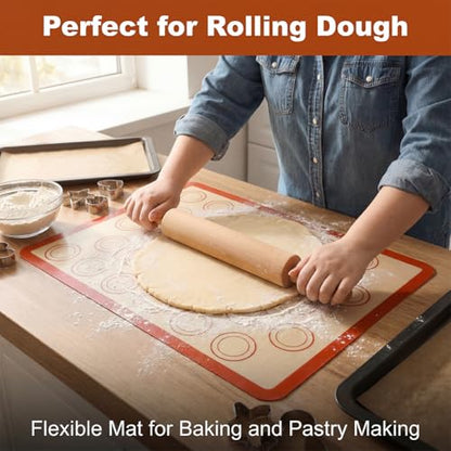 Silicone Baking Mat Set, Extra Thick Silicone Mats, 6-Pack Nonstick Baking Sheet Liners, Reusable Oven Mats, Heat Resistant -40°F to 446°F, Dishwasher Safe for Macarons, Cookies, Pizza, Bread