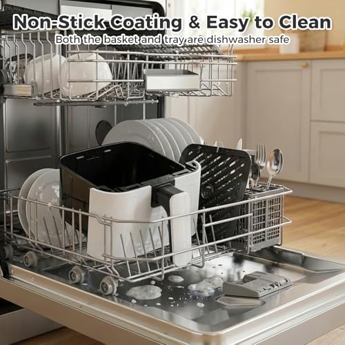OLIXIS 3QT Air Fryer, Small Air Fryer with Digital PP Touch Panel, 400℉ Max Temp, Overheat Protection and Auto Shut-off, Nonstick and Dishwasher Safe Basket for Roast, Bake, Broil, Reheat, White