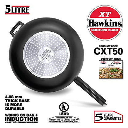 Hawkins Contura Hard Anodized Induction Compatible Extra Thick Base Pressure Cooker, Black, 5L