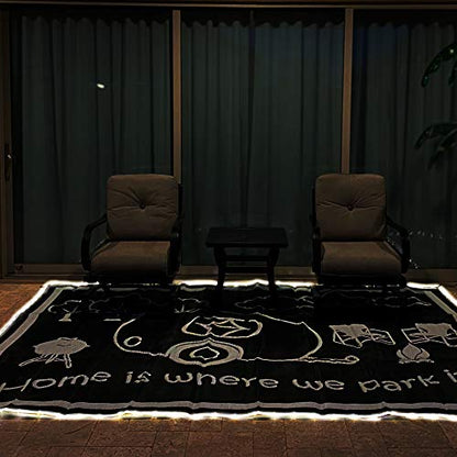 Stylish Camping LED Illuminated Patio Mat - Reversible RV Home Mat 8x11