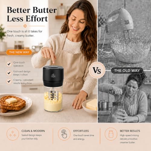 IFOLO Electric Butter Churn Maker, Clear 34oz Glass Measuring Jar