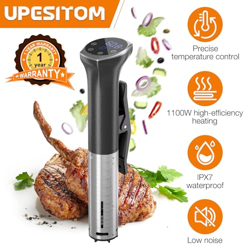 WiFi Sous Vide Precision Cooker 1100 Watts Sous Vide Machine Precision Immersion Circulator for Perfect Steak, Tender Chicken & Healthy Meals, Ultra-Quiet, App Recipes, Fast Heating, IPX7 Waterproof