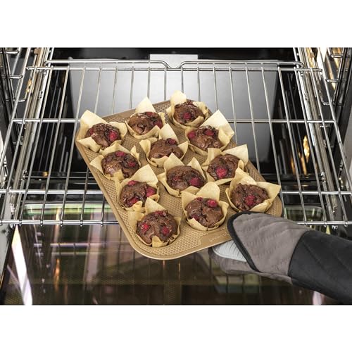 GoodCook BestBake Nonstick Textured Carbon Steel Muffin Pan, 12cp, Bronze