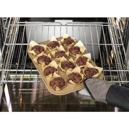 GoodCook BestBake Nonstick Textured Carbon Steel Muffin Pan, 12cp, Bronze