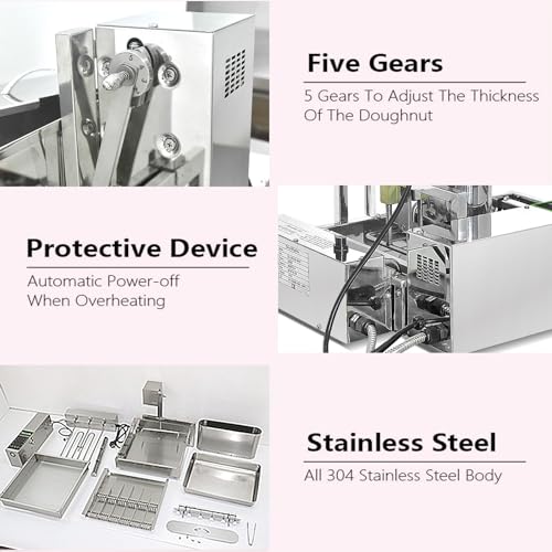 Kolice Commercial 2600pcs/hour Mini 6 Rows Donut Machine, Frying Doughnut Machine, Donut Maker, Street Food Snack Food Equipment, Auto counting, turning