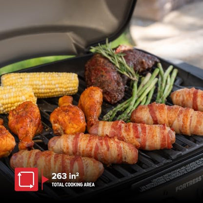 Nexgrill Fortess 2-Burner Portable Gas Grill & Griddle Combo with 263 SQ In Cooking Space, Easy Lift Handles, 13,500 BTU, 2-in-1 Small Tabletop Grill for Camping, Outdoor Cooking, and More - 820-02005