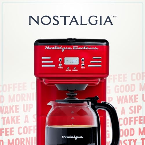 Nostalgia Retro 12-Cup Programmable Coffee Maker With LED Display, Automatic Shut-Off & Keep Warm, Pause-And-Serve Function, Red