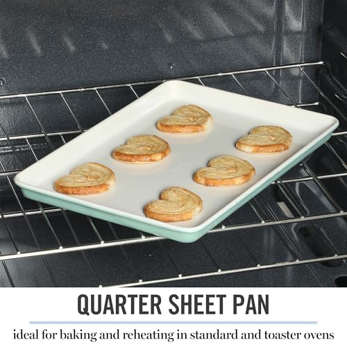 Martha Stewart Gallen 13 x 9 Inch Nonstick Carbon Steel Cookie Sheet - Teal Durable Baking Pan for Cookies, Brownies & Roasting