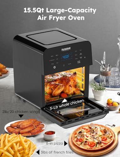 Nuwave Brio Air Fryer Oven, 15.5Qt X-Large Family Size, Powerful 1800W
