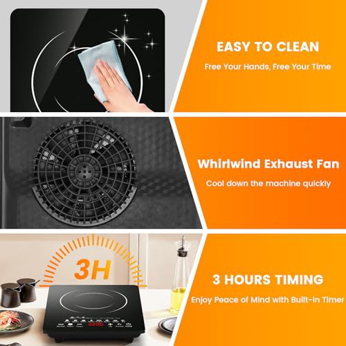 EABOSON Portable Induction Cooktop 8 Cooking Modes, 2200W Electric Countertop Touch Panel with Timer, 8 Temp Levels, Low Noise Hot Plate Countertop Burner Stove