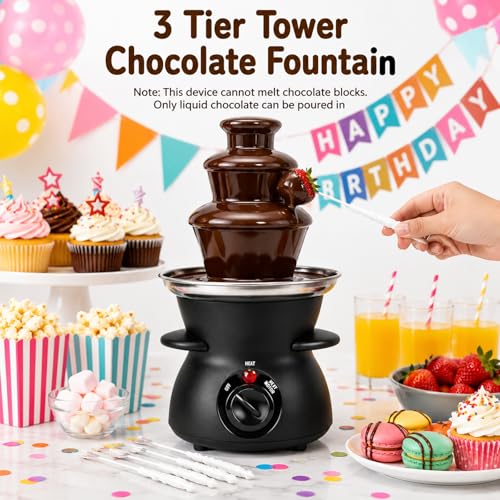 3-Tier Chocolate Fondue Fountain, Electric Chocolate Fountain Machine