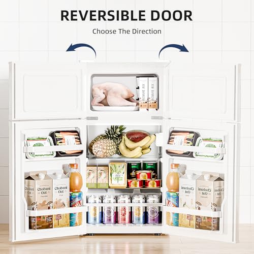 Antarctic Star Mini Fridge with Freezer, Double Door Compact Refrigerator, Adjustable Thermostat, Small Fridge for Bedroom Office Dorm Apartment, 2.45 Cu.Ft, White