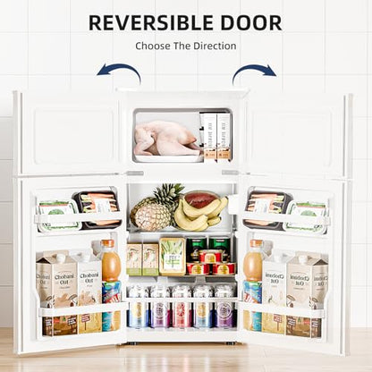 Antarctic Star Mini Fridge with Freezer, Double Door Compact Refrigerator, Adjustable Thermostat, Small Fridge for Bedroom Office Dorm Apartment, 2.45 Cu.Ft, White