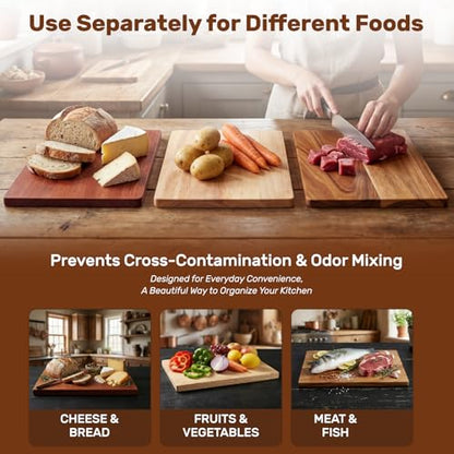 Book Cutting Board Set with Wood Stand, Wooden Cutting Boards for Kitchen,Knife Friendly Decorative Board that Look Like Books, Easy to Store & Clean,Unique Gift for Book Lovers & Home Cooks