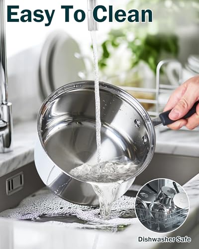Cook N Home 12-Piece Basics Stainless Steel Cookware Set, Tri-ply Pots and Pans Set with Lids - Non-Toxic, Induction Ready, Oven & Dishwasher Safe