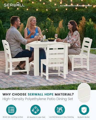 SERWALL HDPE Outdoor Square Dining Set for 4