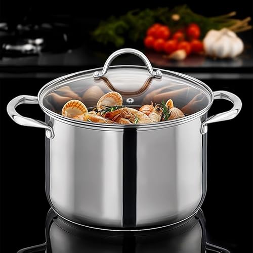 GreatChef Stock Pot Stainless Steel for Cooking Riveted Handle, Heavy Duty Vessel,Induction Compatible All Cooktops in Use, Dishwasher & Oven Safe (14 Quarts)