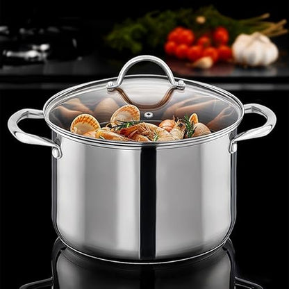 GreatChef Stock Pot Stainless Steel for Cooking Riveted Handle, Heavy Duty Vessel,Induction Compatible All Cooktops in Use, Dishwasher & Oven Safe (14 Quarts)