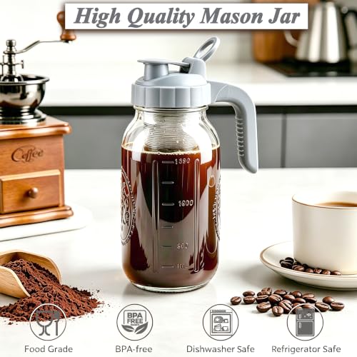 Cold Brew Coffee Maker 64oz Mason Jar Pitcher with Stainless Steel Filter
