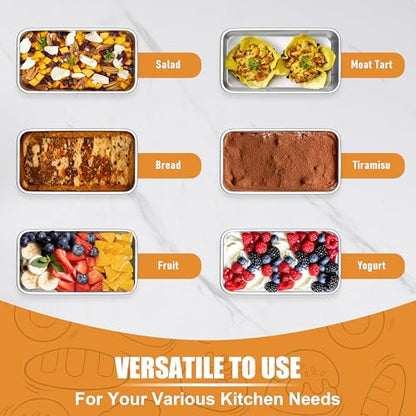 P&P CHEF Mini Loaf Pans Set, 3 PCS Small Bread Loaf Pan for Baking, 6.3 x 3.5 Inch Stainless Steel Baking Pans for Homemade Bread, Meatloaf, Cake and Brownies, Healthy & Non Toxic, Dishwasher Safe