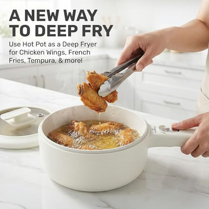 CERAMAX PRO Electric Hot Pot with Lid & Steamer, 1.5L Non Toxic Ceramic Cooker Skillet for Ramen, Eggs, Pasta for Dorms, Camping, RVs, Work, Adjustable Temp. - New Improved 2026 Model