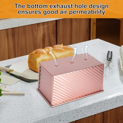 XIRUOXINKEMAO 2 PCS Pullman Loaf Pan With Lid, 2.2 LB/1 LB Sandwich Bread Loaf Pan, Non-Stick Bread Loaf Baking Pan With Lid, for Baking Bread, Sandwiches and Toast