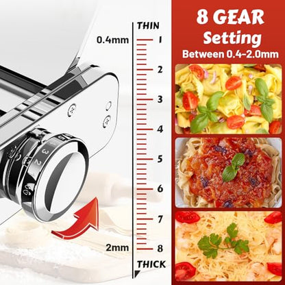 Pasta Attachment for KitchenAid Stand Mixer, 3-in-1 Stainless Steel Pasta Maker with Pasta Roller, Spaghetti & Fettuccine Cutter for Homemade Fresh Pasta By InnoMoon