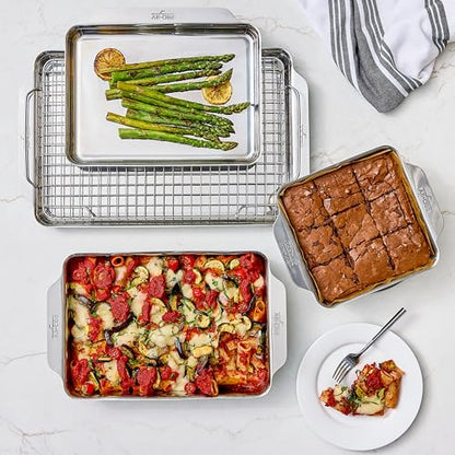 All-Clad Stainless Steel Cookie Baking Sheet 12" x 17" - Tri-ply Bonded for Consistent Baking- (Roast, Bake Cookies, Brownies and More) Professional Stainless Steel Bakeware
