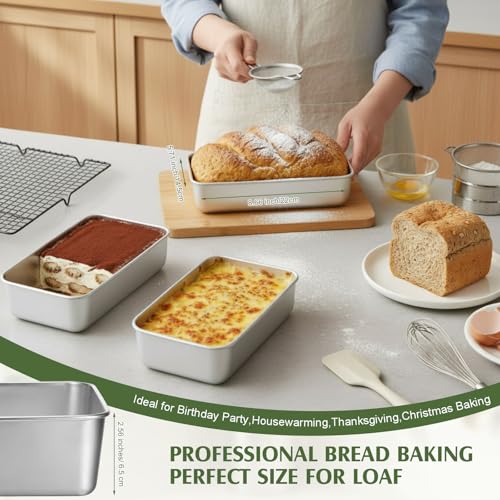 Yiyiring 10 Pack Stainless Steel Loaf Pan Set 9 x 5 Inch Bread Baking Pans Banana Loaf Tins For Baking Cake Meatloaf Brownies Sourdough Lasagnas Dishwasher Safe