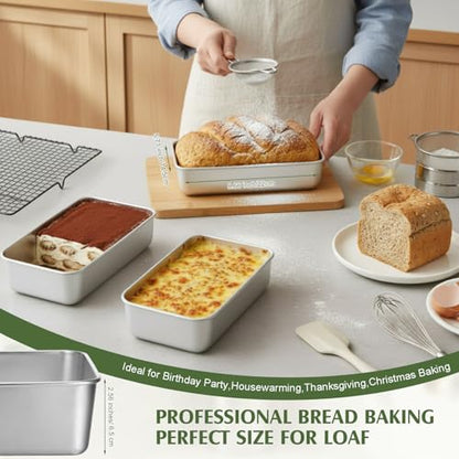 Yiyiring 10 Pack Stainless Steel Loaf Pan Set 9 x 5 Inch Bread Baking Pans Banana Loaf Tins For Baking Cake Meatloaf Brownies Sourdough Lasagnas Dishwasher Safe