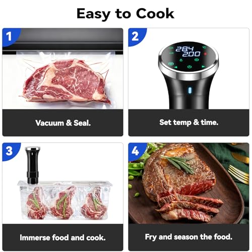 WiFi Sous Vide Cooker with APP Control,1100W Sous Vide Immersion, 3D Heating& LED Display for Fathers Day Kitchen Gifts for Men,Temperature Range 77-203℉ Ultra-Quiet Slow Cooking Sous-vide APP Control