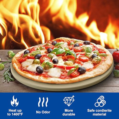SafBbcue Pizza Stones for Blackstone 6825 Pizza Oven Accessories, Pizza Cooking Stone Set of 2 Includes Top and Bottom Stones for Blackstone 2-Stone Pizza Oven Replacement Parts, 16" & 13" Round