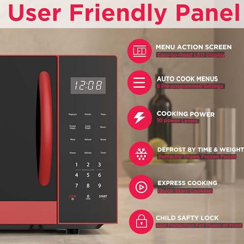 FRIGIDAIRE EMW953RED Microwave Oven, 900 Watts with 10 Power Levels, Red