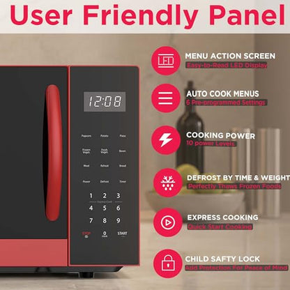 FRIGIDAIRE EMW953RED Microwave Oven, 900 Watts with 10 Power Levels, Red