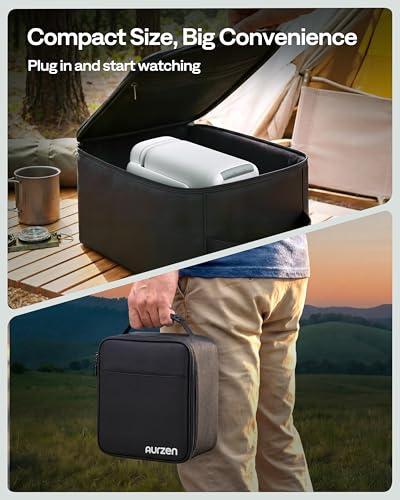 Aurzen D1 air Smart Portable Projector with WiFi and Bluetooth, USB-C Powered, Easy Auto Setup, 16W Dolby Audio, Built-in Apps, Native 1080P HDR10, Outdoor Movie Projector 4K Supported, White