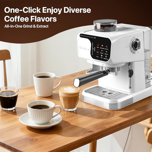 oveisn Espresso Machine Professional Home Espresso Maker Espresso Coffee Fast Heating for Cappuccino/Latte Coffee Machine for Home, Office for Latte Cappuccino-White