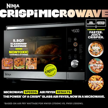 Ninja® Crispi™ Microwave & Air Fryer with FusionCrisp, Silver, MW101