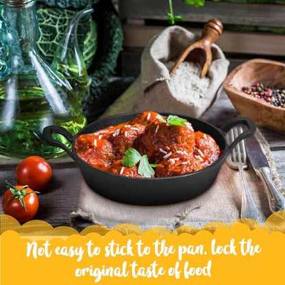 Ziliny Mini Cast Iron Skillets 7 x 7 x 1.7 Inch Cast Iron Pan Small Ramekin Set Black Casserole Dish Cookware Oven Safe Mini Skillets for Kitchen Indoor Outdoor Picnic (6 Pack)