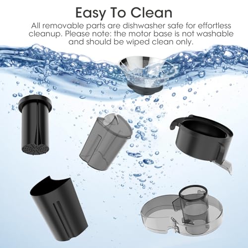 Juicer Machine, 600W Centrifugal Juice Extractor with 3” Wide Feed Chute, BPA-Free, Easy to Clean, Stainless Steel, Includes Cleaning Brush (Black)