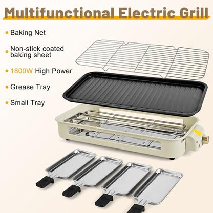 Pukomc Electric Indoor Grill,2 in 1 Indoor Grills for Kitchen