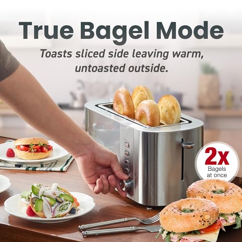 Elite Gourmet 4-Slice Long Slot Toaster, 1.5" Wide & 5.1" Deep Slots