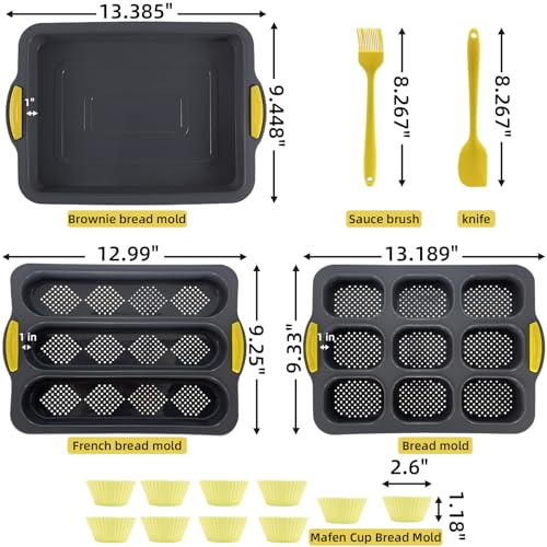 atrccs Silicone Bread Loaf Pan Set, Nonstick Loaf Pan & Heat Resistant Baguette Bread Pan, Bread Mold for Baking, French Bread Baking Pan, Bread Pans for Homemade Bread, Sub Loaf Pans for Baking Bread
