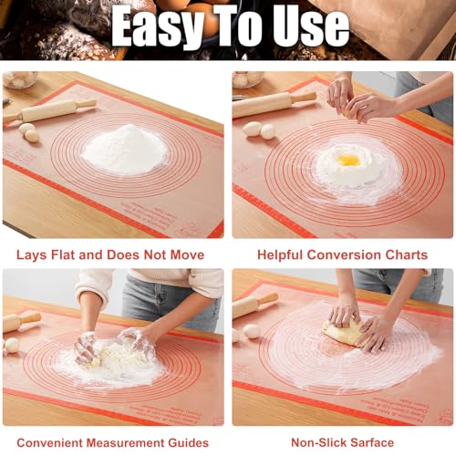Silicone Pastry Mat 36x24 Inch Extra Large Baking Mat with Measurements, Nonstick Kitchen Counter Mats for Dough, Pastry, Dough Rolling, Kneading Board, Pie Crust, Fondant, Bread, Pasta, Pizza