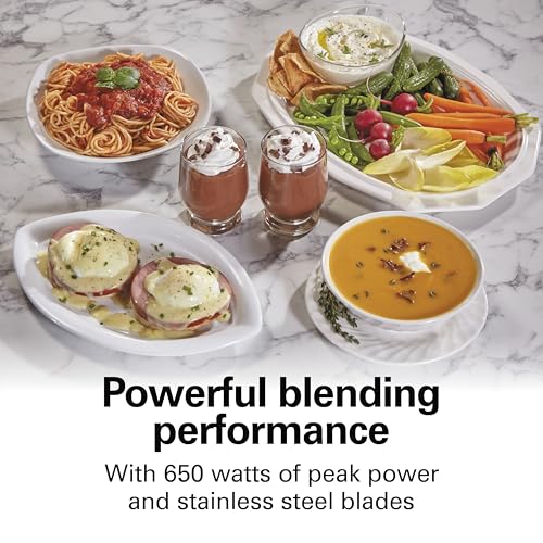 Hamilton Beach MultiBlend Smoothie Blender with 4 Shatterproof BPA Free Jars and Lids; Large 32oz Jar, 8oz Grinder for Nuts & Spices, and 2 Portable Travel Cups, 650 Watts, Black and Stainless (52400)