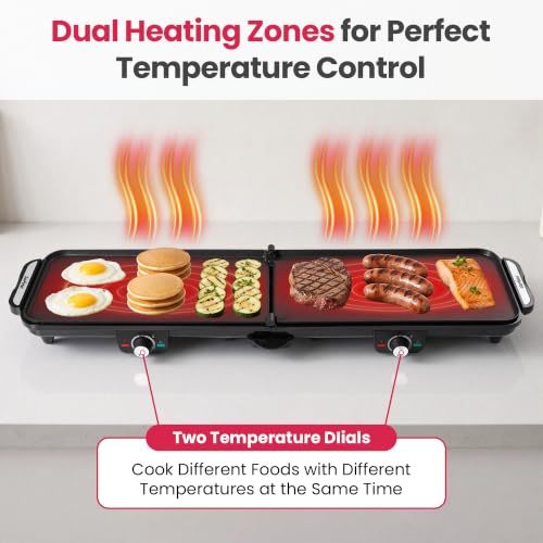 Sunvivi 38'' Extra Large Electric Griddle - Foldable Grill Nonstick Plate