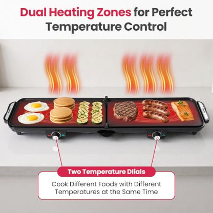 Sunvivi 38'' Extra Large Electric Griddle - Foldable Grill Nonstick Plate
